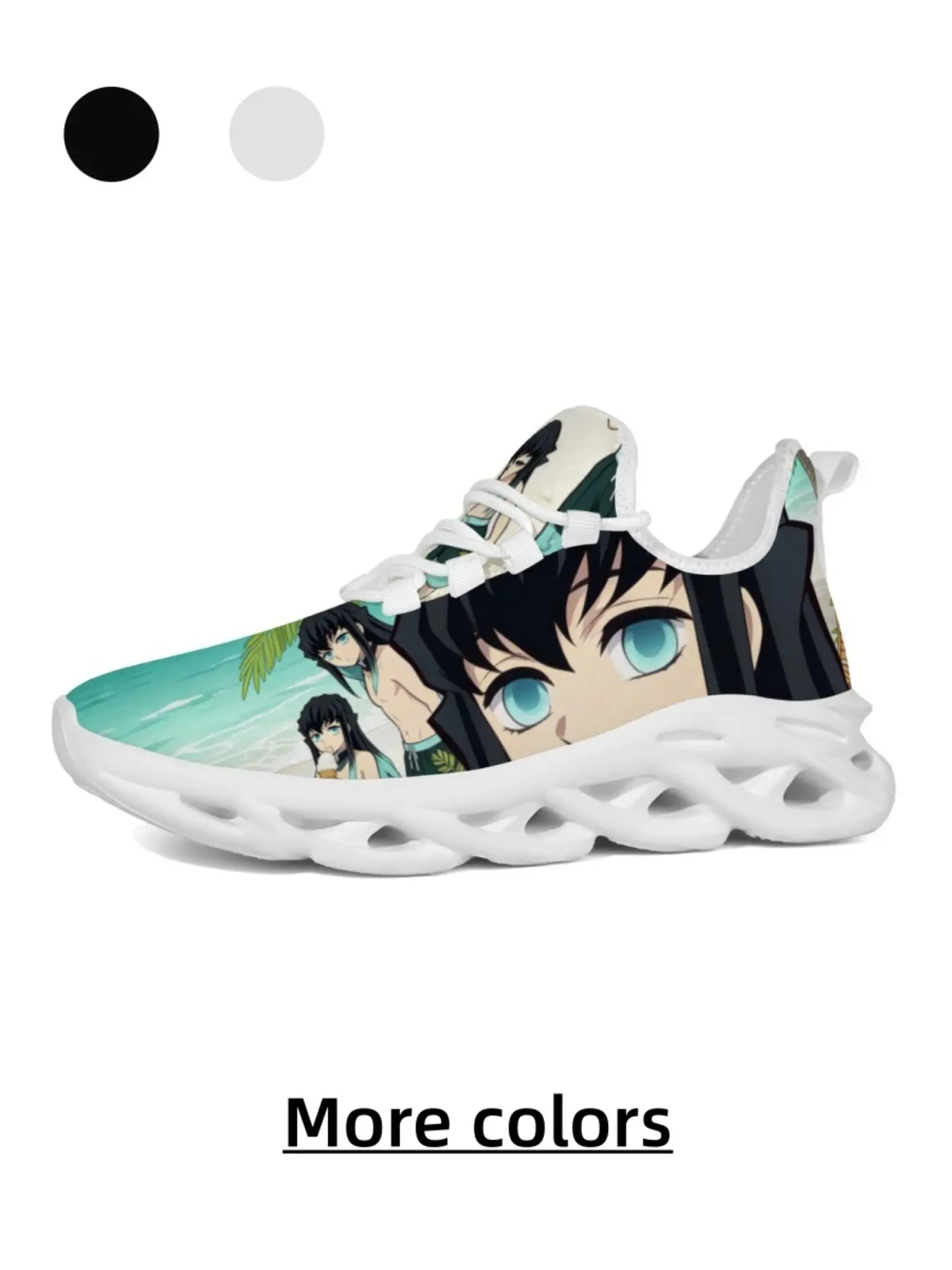 Unisex Mint Coconut Island Anime Style Sneakers, All-Over Print, Textile Upper, Eva Sole, Casual Wear, Anti-Slip, Lightweight