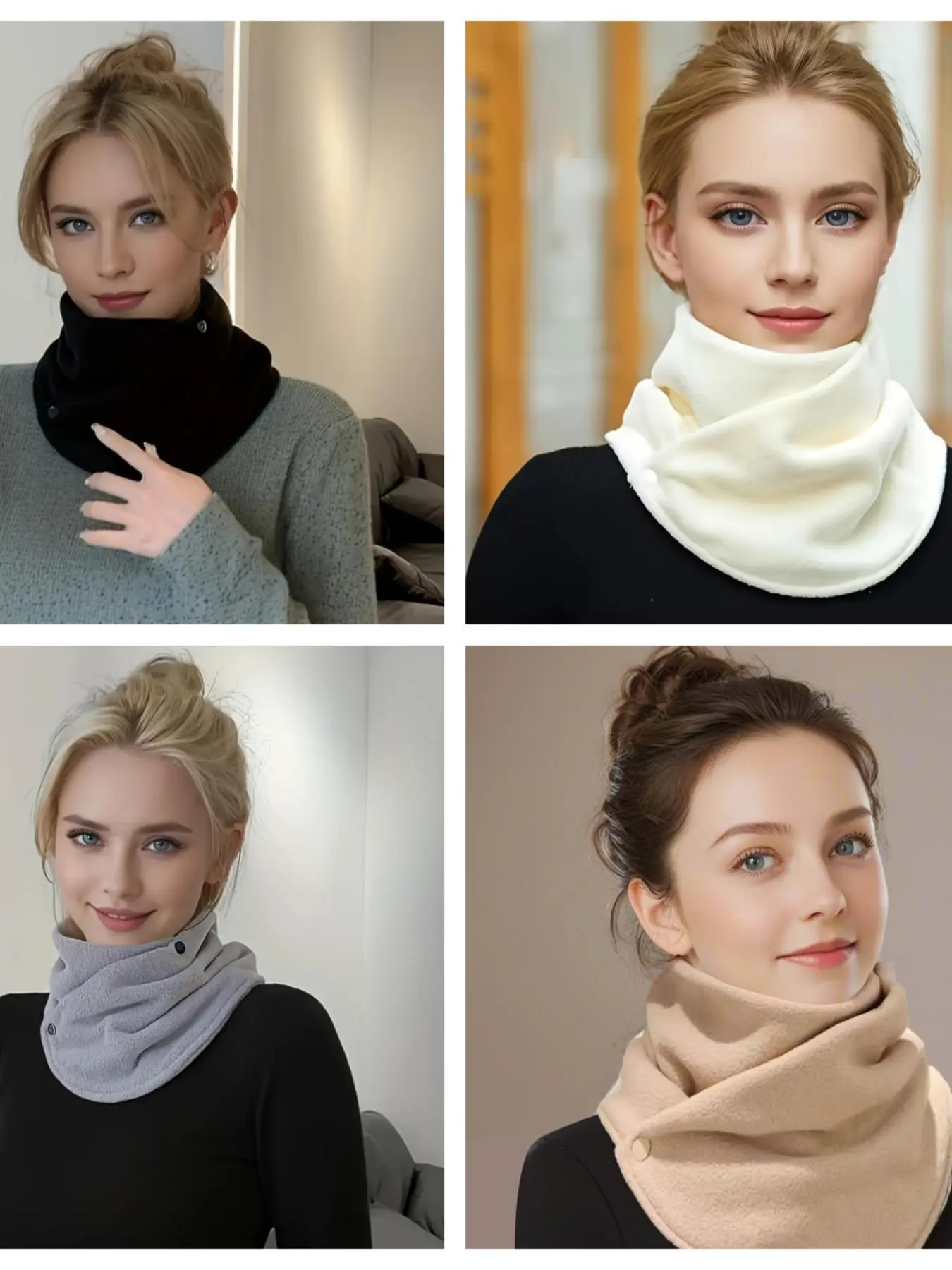 Women's Solid Color Fleece Windproof Warm Scarf, Casual Soft Comfy Shawl for Fall & Winter, Fashion Accessories for Women & Girls