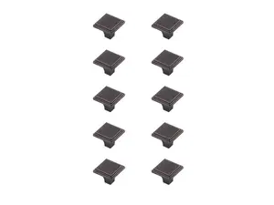 212 MAIN KB2012-ORB-10PK 1 in. Willow Oil-Rubbed Bronze Square Knob Door Hardware Set of 10, Rust Resistant Handle with 2 Screw Sets, for Drawers/Doors, Indoor Use