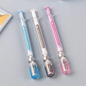 3-Pack Portable 0.5mm Multi-Functional Writing Pens, Modern Fun Design, Virus Elimination Syringe Shape Pen, Ideal for Daily Use