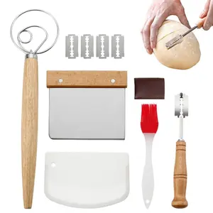 Sourdough Bread Making Kit, 1 Set Bread Baking Supplies with Lame Knife, Dough Scraper, Whisk & Slicer, Baking Set for Home Kitchen Baking House