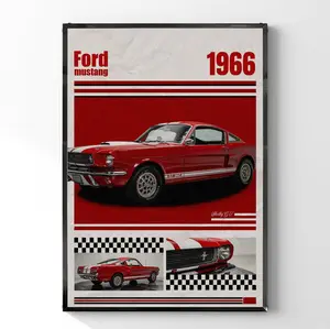 Vintage 1966 Muscle Car Poster Classic American Car Wall Art Decor