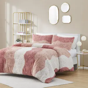 Ombre Shaggy Faux Fur Comforter Set, Cassie