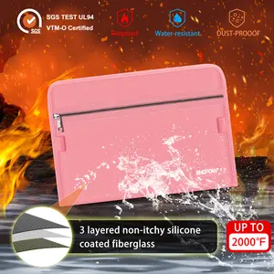 Pink Fireproof Accordion File Organizer with Combination Lock Water Resistant Expanding File Folder Multi Pockets for Letter Size Documents Safe Storage for Home Office Travel SGS TEST UL94 VTM-O Certified