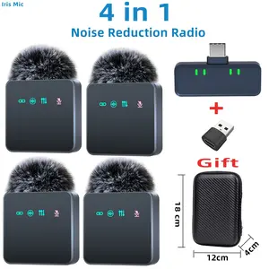 4pcs Black or Pink Noise Canceling Lavalier Microphone With Windproof Cap Wireless Mute Function For Cell Phone Portable Audio Video For everyone Wireless Lavalier Mics