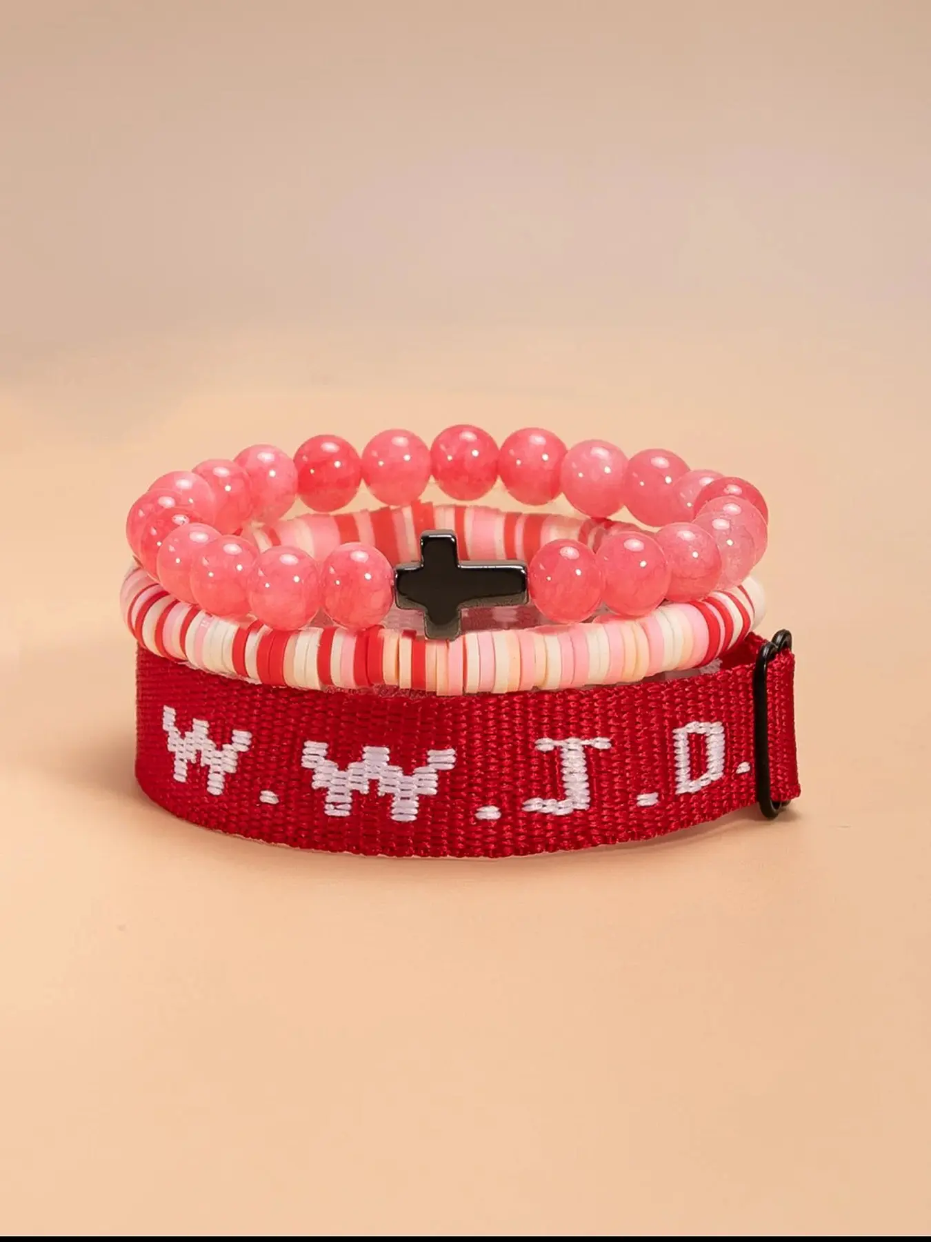 22 Red Semi-Precious Stone wwjd