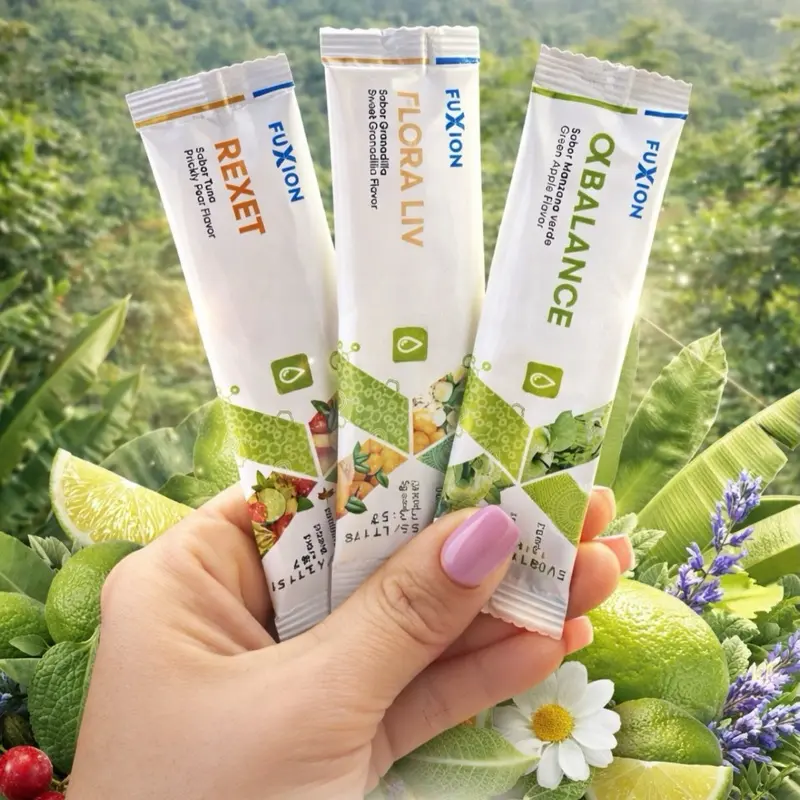 Fuxion Trio Plant-Based Gluten-Free Dairy-Free Snacks & Beverages - Certified, Ambient/Room Temp, 5g Servings, 24-Month Shelf Life, Lemon/Green Tea Flavors, Cleansing Flora Liv Option, Natural