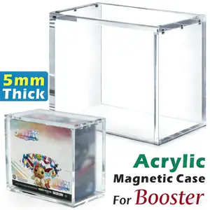 Booster Box Case - 5mm Thick Clear Acrylic Box with Magnetic Closure, UV & Scratch Resistant, Stackable Top-Loading Display, Cover with Non-Slip, Luxury Rare Card Stronghold Collector Protector for Pokémon TCG Cards