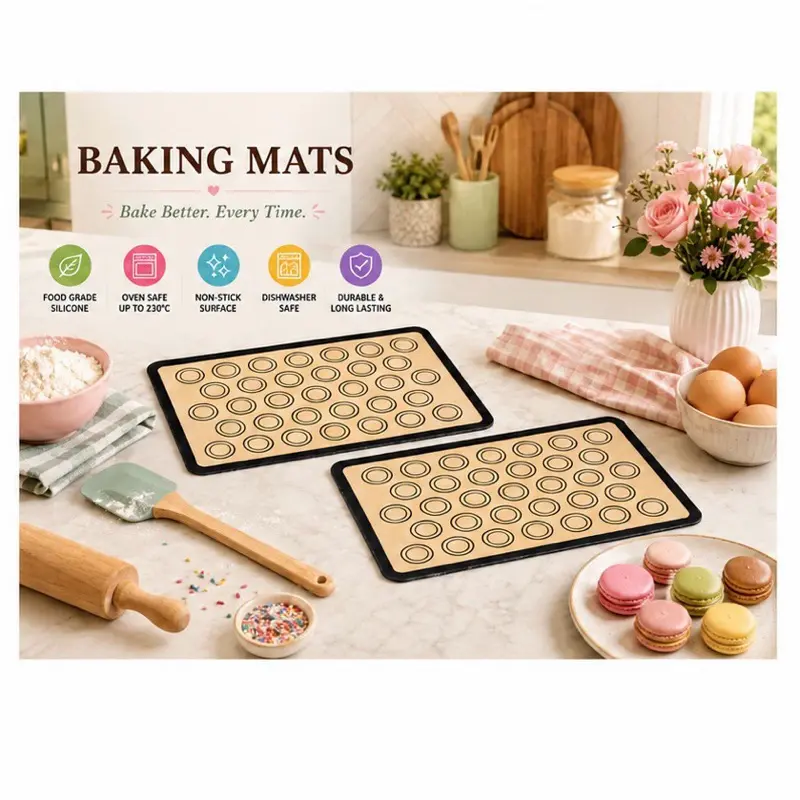 2026 New 2-Piece Anti-Stick Silicone Half Sheets Baking Mats Set - Mix-and-Match Colors, Reusable, Heat-Resistant Silicone-Based Baking Sheets, Dishwasher-Safe Oven Liner for Macarons, Pastry, Anti-Stick Baking Sheets