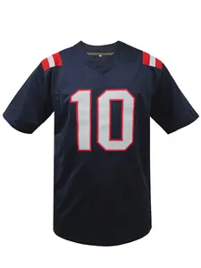 Men's New England #10 American Football Jersey, V Neck Loose Fit Rugby Jersey, Breathable Short Sleeve Top, Perfect for Outdoor Sports, Training, Unisex, All Seasons, Stylish Jersey, Football Uniform