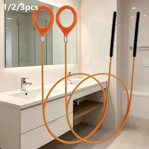 Flexible Drain Cleaner Brush, Long Hair Clog Remover Brush with Nylon Bristles, Reusable Drain Cleaning Tool, Drain Auger for Bathroom Tub, Sink, Shower Drain & Kitchen Sink – Remove Hair & Debris Easily