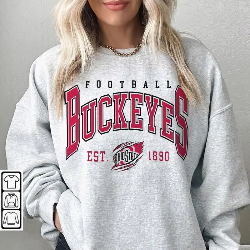 Ohio State Football Sweatshirt, Buckeyes Shirt Retro Fooball Vintage 90s Crewneck Merch