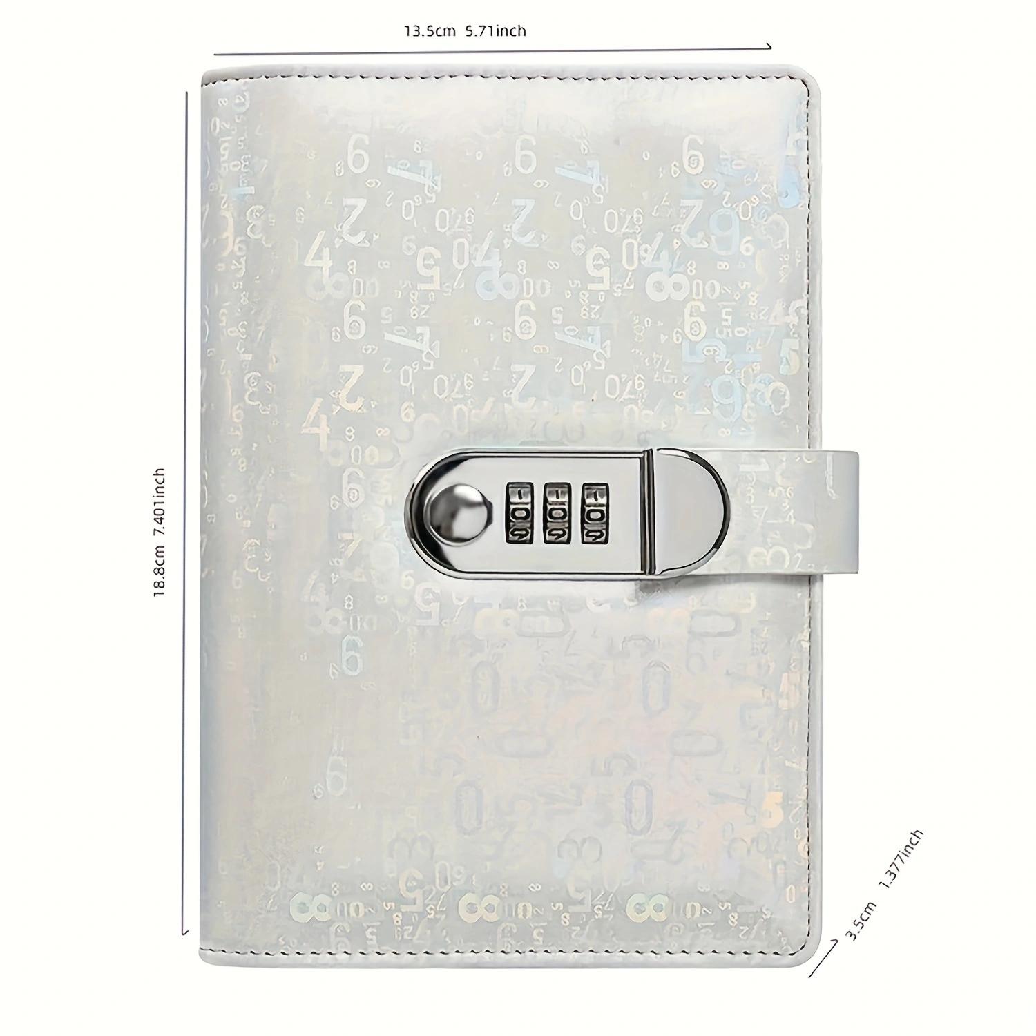 A6 password lock binder, large password binder,inder Refillable Planner Notebook 6 Ring PU Leather Binder Journal with Pockets, Dividers important paper