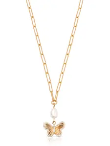 Butterfly Pearl Chain Necklace