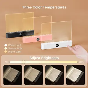 Rechargeable reading light, LED flat panel light, USB Charging Lamp, Dimmable Desk Lights, three-color dimming and timer function, 1200mAh large battery, full-page book illumination, suitable for studying, reading, and nighttime lighting