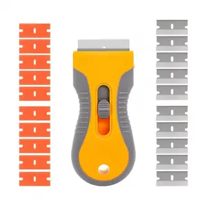 Retractable Cleaning Scraper Tool, Multi-Purpose Utility Knife for Removing Labels, Stickers, Paint, Residue from Glass and Stovetops blade razor Multi-Blade Reusable home