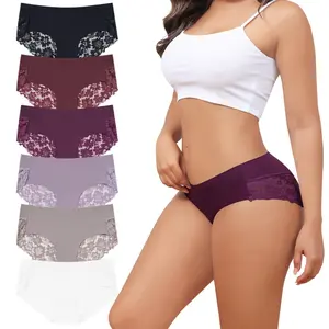 LEVAO Valentine's Day Lace Seamless Cheeky Underwear for Women, Soft No Show Hipster Bikini Panties, 6-Pack S-XXL – Perfect Gift for Her