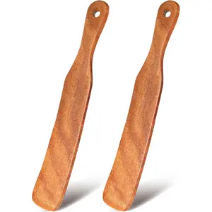 2 count Acacia  Skinny Spurtle Set - Skinny Stirring Rods for Sourdough Starter, Mixing & Scraping Dough - with  Holes for Easy Storage (  color)