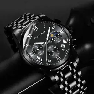 Caloric Kien brand Men's WatchChronographBusiness Dress Quartz Stainless Steel WaterResistantLuminous Date Wristwatch