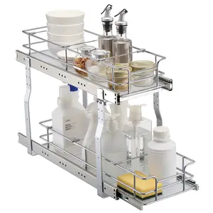 VEVOR 8.5"Wx21"Dx15"H Pull Out Cabinet Organizer,  Heavy Duty Slide Out Pantry Shelves, Steel Roll Out Drawers, Sliding Drawer Storage for Home Under Sink, 10"Wx22"Dx18"H Install Size for Cabinet