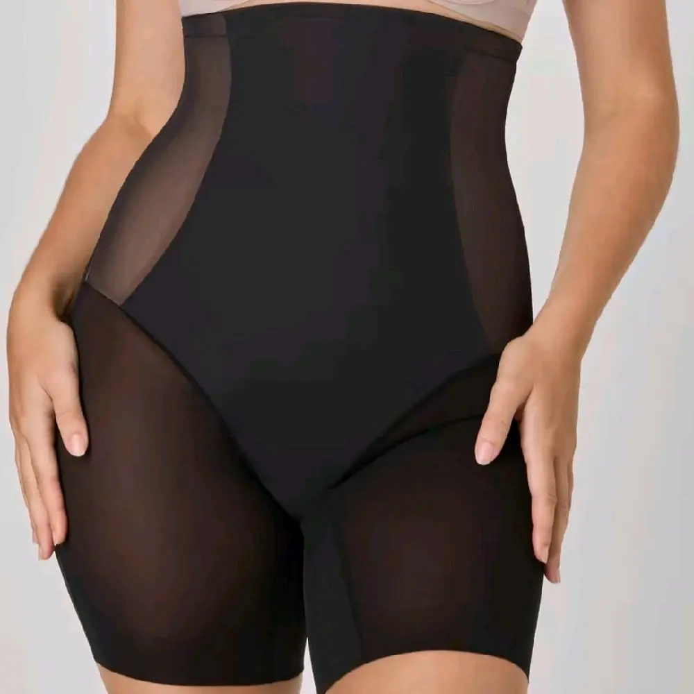 High-Waisted Women’s Shapewear Shorts Thigh Shaper, Beige/Black size s