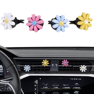 Car Interior Decoration, Cute Colorful Daisy Flowers Car Charm Air Vent Clips Accessories for Girls & Women (Daisies - 4Pcs)