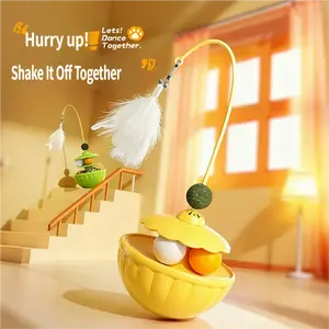 Interactive Wobble Cat Toy With Feather & Ball Track, Multi-Function Catnip Toy With Treat Dispensing Option, Self-Play Cat Toy For Indoor Cats, No Battery Needed, Kitten Exercise & Enrichment Toy