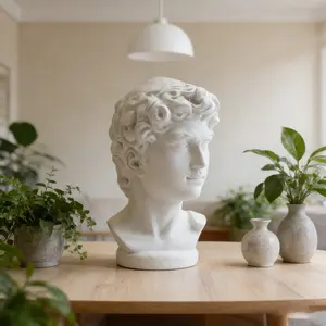 David Plaster Statue Sculpture, Resin Craft Art, Nordic Half-Body Figure Decoration, Home Office Decor, Bookshelf Display, Gift