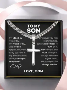 Fashion Sparkling Cross Cuban Necklace, Daily Wear Simple Durable, Rhinestone Pendant Gift, Birthday Party Present, Exquisite Jewelry Gift