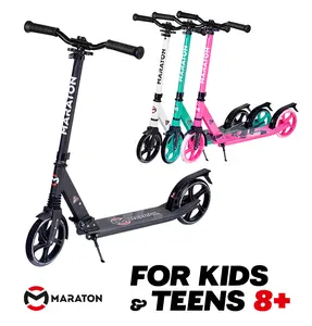 Maraton Kick Scooter Comfort 200 | For Teens 8-18 Year Old | 220 lbs, XL Wheels, Lightweight | Durable Folding Scooter For Kids Ages 10-14 | Foldable Scooter for Teenagers. High Quality