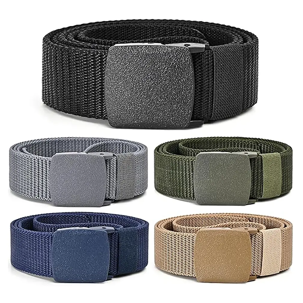Men's 2-Pack Casual Elastic Nylon Belts, Adjustable No-Hole Design for a Custom Fit, Lightweight & Breathable for Outdoor Activities, Adjustable Elastic Belt, Waist Band, Plastic, Casual Wear