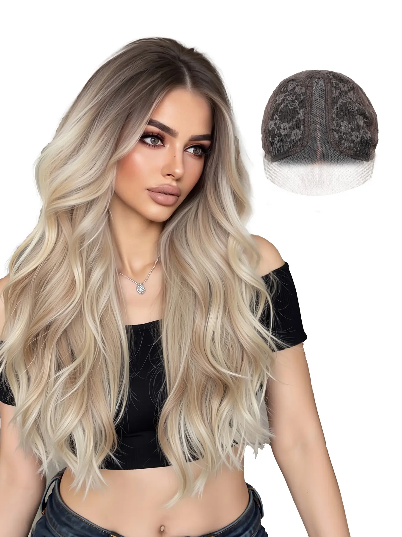Topshe Lace Front Wig, 26 Inch Long Curly Hair, No Bangs, Natural Looking, Breathable and Comfortable, Perfect for Christmas Holidays, Synthetic Curly Wigs, Lace Frontal Wig