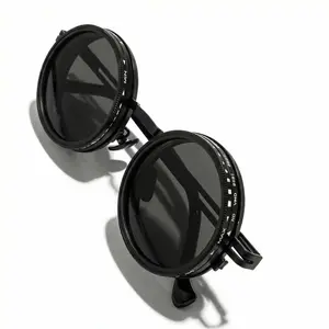 Unisex Classic Black Round Sunglasses Polarized Lenses UV400 Protection Retro Steampunk Style Stylish Eyewear for Outdoor Activities Lightweight Metal Alloy Gift Box Set