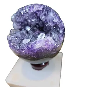 Amethyst Geode Sphere 2lbs Brazilian Crystal Specimen for Display Collection