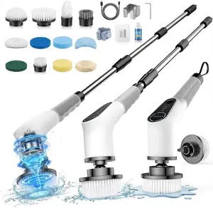 Electric Spin Scrubber Brush, Cordless Power Cleaning Brush with 4 Replaceable Heads, IPX7 Waterproof Bathroom Scrubber with 3 Adjustable Extension Handles, 2-Speed Deep Cleaning for Bathroom, Kitchen, Tub, Tile, Shower & Car Detailing