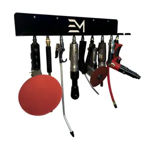 Air Tool Organizer: Steel Rack with Pneumatic Tool Hanger Holds 9 Tools Matte Black Finish Made in Ohio USA Efficient Storage Solution