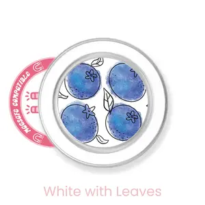 abbyrose Blueberry Doodles Phone Grip with magnet Clear White with Leaves