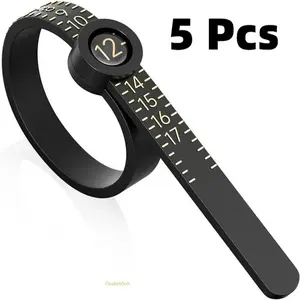 5-Piece US Ring Sizing Kit Sizes 1-17, Reusable Finger Measuring Tool with Magnifier Professional Jewelry Size Gauge