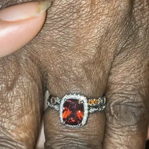 Gorgeous Garnet Decorated Ring, Fashion Accessories for Women & Girls, Trendy All-match & Exquisite Jewelry for Birthday Gift, Elegant Exaggerated Ring