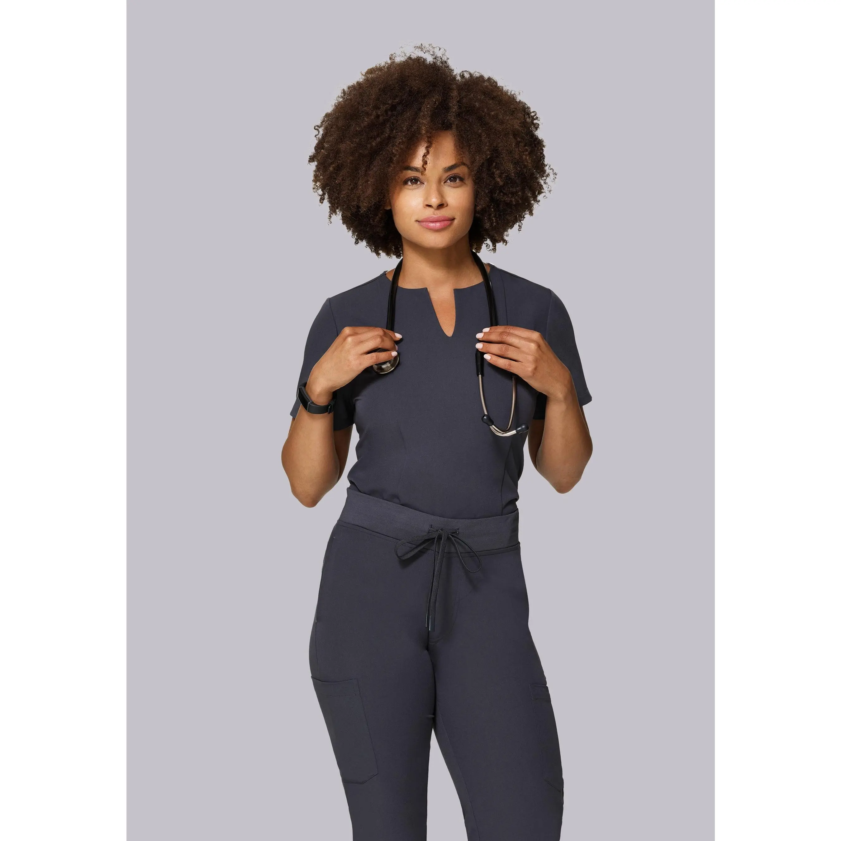 5 Pocket Notch Neck Top Pewter 5 Pocket Notch Neck Top Pewter