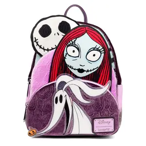 Loungefly Disney Nightmare Before Christmas Glow in the Dark Jack, Sally and Zero Mini Backpack - 707 Street Exclusive
