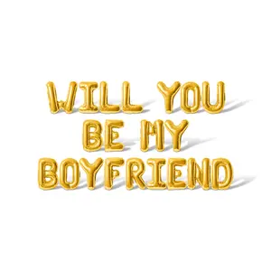 Letter Balloons - WILL YOU BE MY BOYFRIEND 16" Inch Alphabet Letters Foil Mylar Balloon Valentine's Day or Proposal Banner