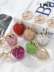 Handmade Rhinestone Apple Keychain Charm, Cute Simple Casual Style, Perfect for Women and Kids, Bag Pendant, Keychain for bags, Car Key Chain, Phone Strap