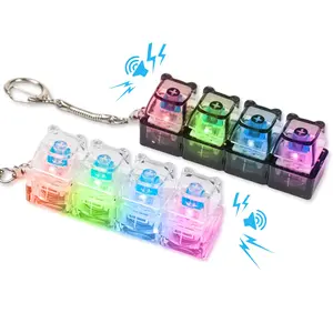Bear Keycap Fidget Toys for Adults Keyboard Clicker with LED Light Keychain Fidget Fun Toys for Anxiety Decompression
