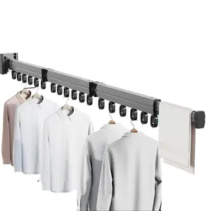 Wall Mounted Folding Drying Rack | Movable Hooks for Flexible Air-Drying | Retractable Space Saver (Tri-Fold) | Aesthetic Dark Grey for Laundry Room & Bathroom