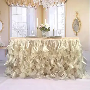 6ft Luxury Organza Mesh Table Skirt - Draping & Floating Romance - Perfect for Bridal Showers, Birthdays & Weddings - 1 Piece Clear Flowing Decoration for a Wonderful Main Cake Table