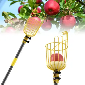 Fruit Picker Tool,Apple Picker Pole with Basket,Adjustable Fruit Picker Pole with Basket Telescoping,Sturdy Basket with Foam Pad for Picking Avocado Acorn Lemon Pear Mango