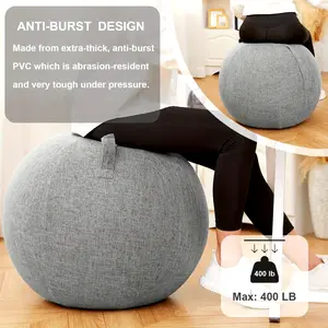 25.59inch Exercise Ball Chair With Fabric Cover, Pilates Yoga Ball Chair For Home Office Desk, Pregnancy Ball & Balance Ball Seat, Improve Posture, Birthing Ball For Pregnancy