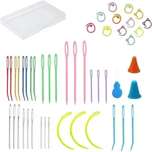 48 Pcs Yarn Needles Set,Curved Darning Needles for Yarn,Plastic Needles for Yarn,Tapestry Needle Weaving Knitting Sewing Needle