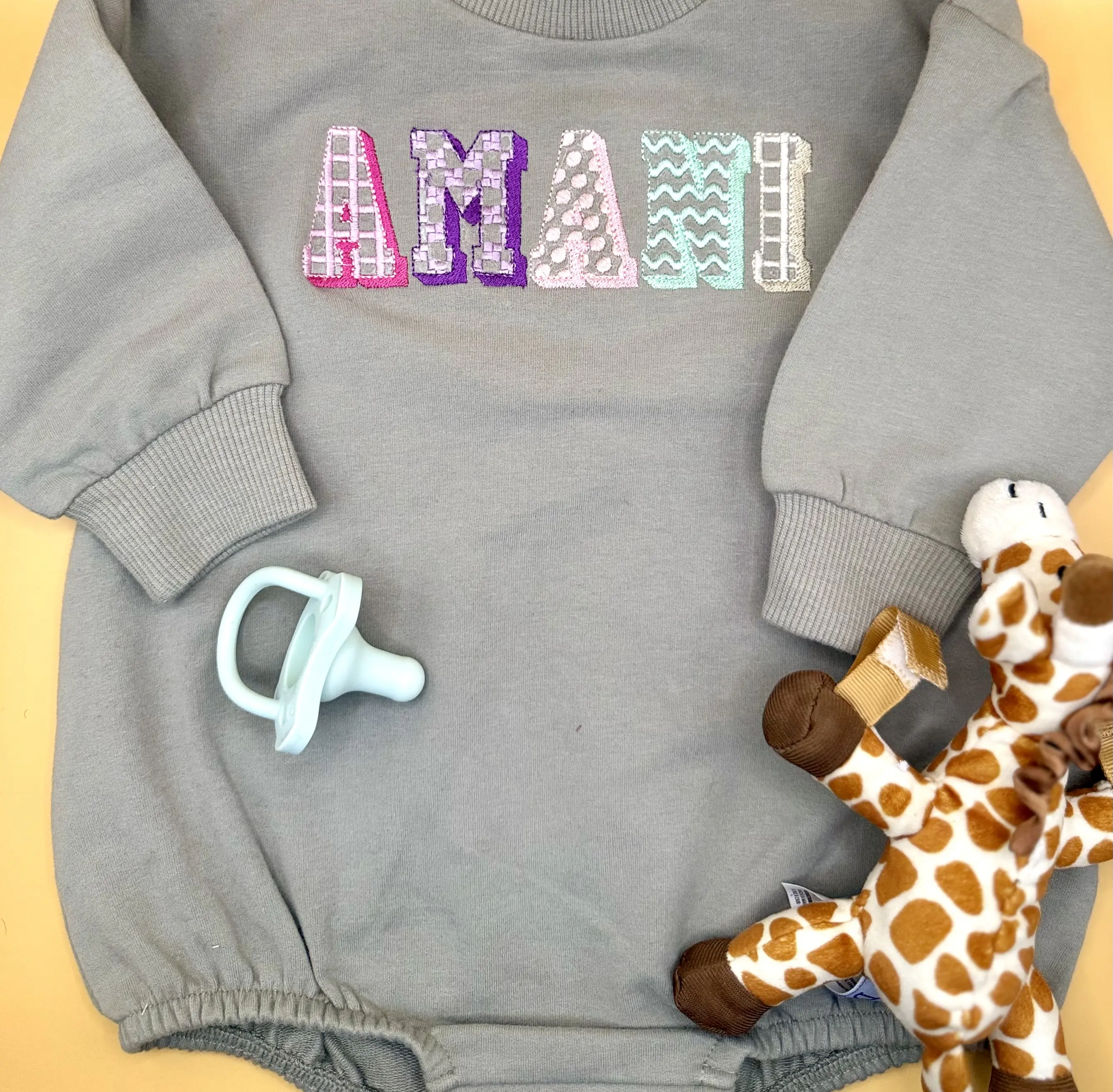 Roaming Nova Embroidered Baby Bubble Romper - Personalized Unisex Onesie - Ideal Gift for Baby Lovers